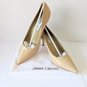 UNBRANDED Romy nude patent leather pump he…